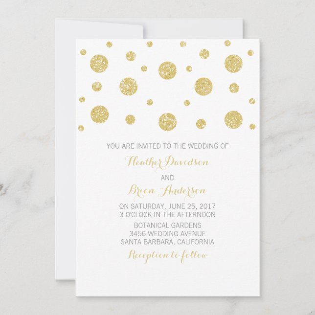 Invitation Parties scintillant d'or Confetti Mariage Invitati (Devant)