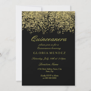 Invitation Parties scintillant d'or Confetti Quinceanera Invi