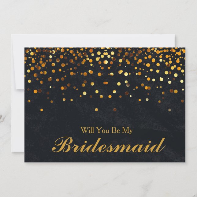 Invitation Parties scintillant d'or Confetti Serez-vous ma de (Devant)