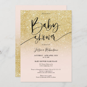 Invitation Parties scintillant d'or croustillant baby shower