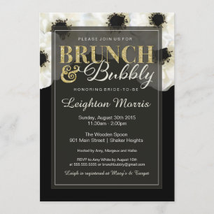 Invitation Parties scintillant d'or de Brunch & Bubbly Douche