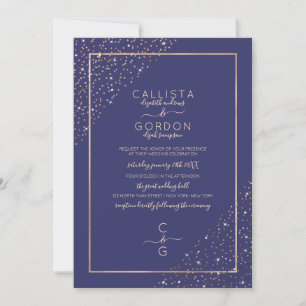 Invitation Parties scintillant d'or de la Marine Coins Confet