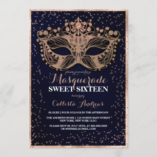 Invitation Parties scintillant d'or de la marine Confetti Mas