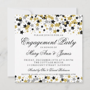 Invitation Parties scintillant d'or de la partie d'engagement