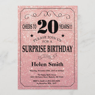 Invitation Parties scintillant d'or de la rose rose rose du 2