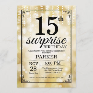 Invitation Parties scintillant d'or de l'invitation Surprise 