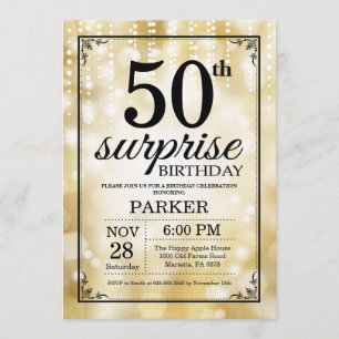 Invitation Parties scintillant d'or de l'invitation Surprise