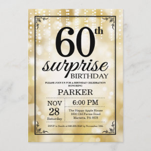 Invitation Parties scintillant d'or de l'invitation surprise 