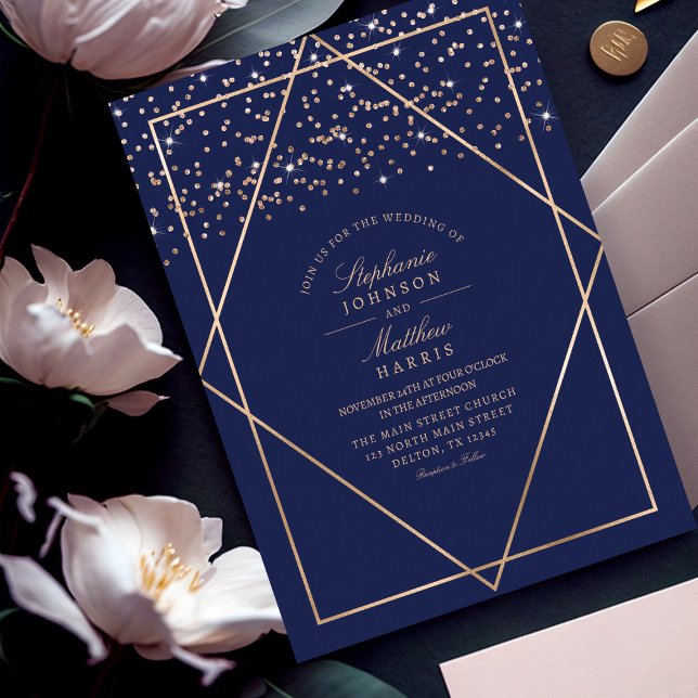 Invitation Parties scintillant d'or de luxe Confetti Marine M (Créateur téléchargé)