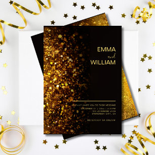 Invitation Parties scintillant d'or de luxe minimaliste Maria