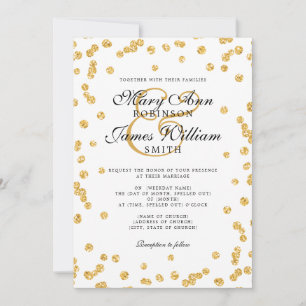 Invitation Parties scintillant d'or de mariage simple et élég