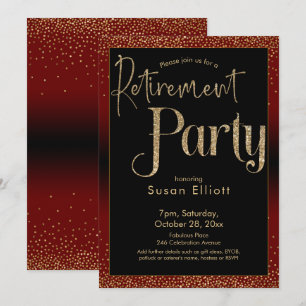 Invitation Parties scintillant d'or du Parti de la retraite s