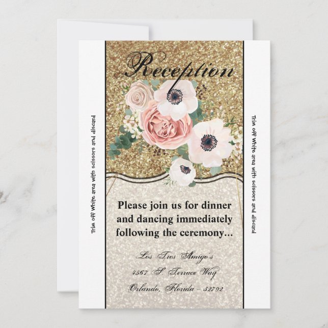 Invitation parties scintillant d'or du Rose géométrique 3,5 x (Devant)
