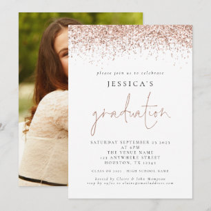 Invitation Parties scintillant d'or du Rose photo moderne 202