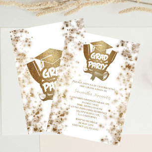 Invitation Parties scintillant d'or Élégante Soirée de Gradua