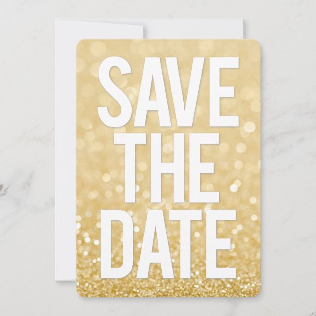 Invitation Parties scintillant d'or Enregistrer la typographi (Devant)