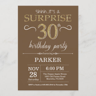 Invitation Parties scintillant d'or et de Brown pour le 30e a