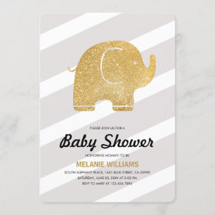 Invitation Parties scintillant d'or Faux Elephant Grey Invita