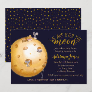 Invitation parties scintillant d'or Faux, lune de fromage et
