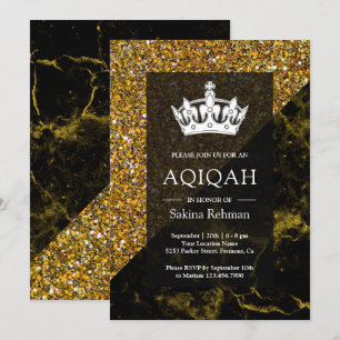 Invitation Parties scintillant d'or Faux Marbre d'or Aqeeqah 