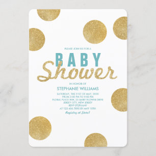 Invitation Parties scintillant d'or Faux White Mint Baby show