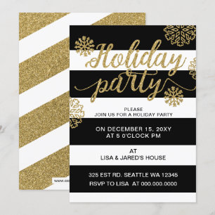 Invitation Parties scintillant d'or Festive fête