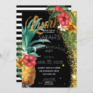 Invitation Parties scintillant d'or Fleurs tropicales Parti d