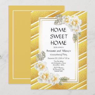 Invitation Parties scintillant d'or Floral Houseécher Party