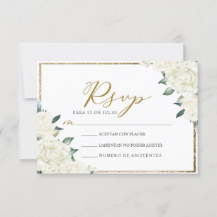 Invitation Parties scintillant d'or Floral Nuestra Boda Maria
