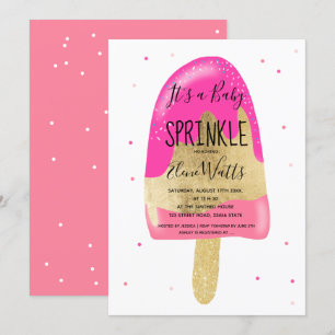 Invitation parties scintillant d'or glace pastel baby sprinkn