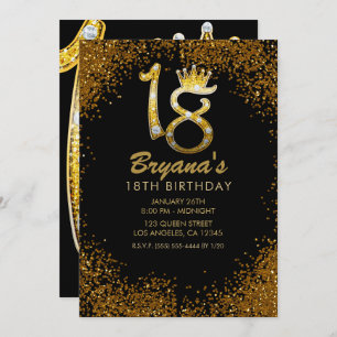 Invitation Parties scintillant d'or Glam Couronne Diamond Bli