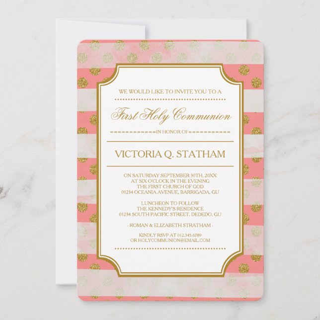 Invitation Parties scintillant d'or Glamor premier sainte com (Devant)