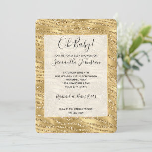 Invitation Parties scintillant d'or Glitzy Baby shower Zebra
