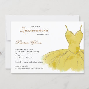 Invitation Parties scintillant d'or Gown Quinceanera Invitati