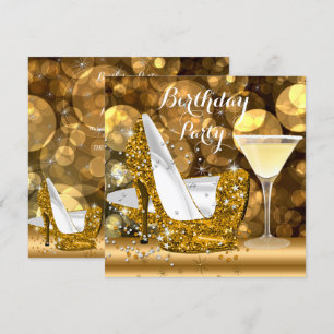 Invitation Parties scintillant d'or High Heels Cocktail Anniv