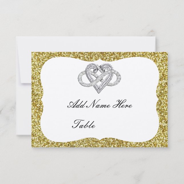 Invitation Parties scintillant d'or Infinity Table de coeur C (Devant)