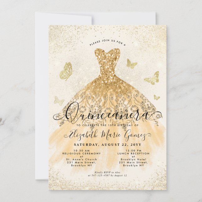 Invitation Parties scintillant d'or jaune clair moderne Gown  (Devant)