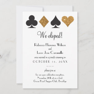 Invitation Parties scintillant d'or Las Vegas Elopement Annon