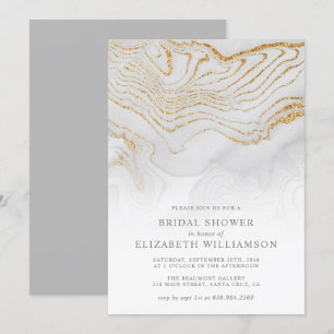 Invitation Parties scintillant d'or Marbre nuptiale douche In