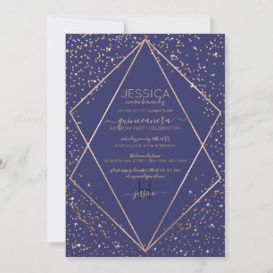 Invitation Parties scintillant d'or Marine Confetti Terrarium