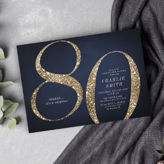 Invitation Parties scintillant d'or marine minimaliste modern