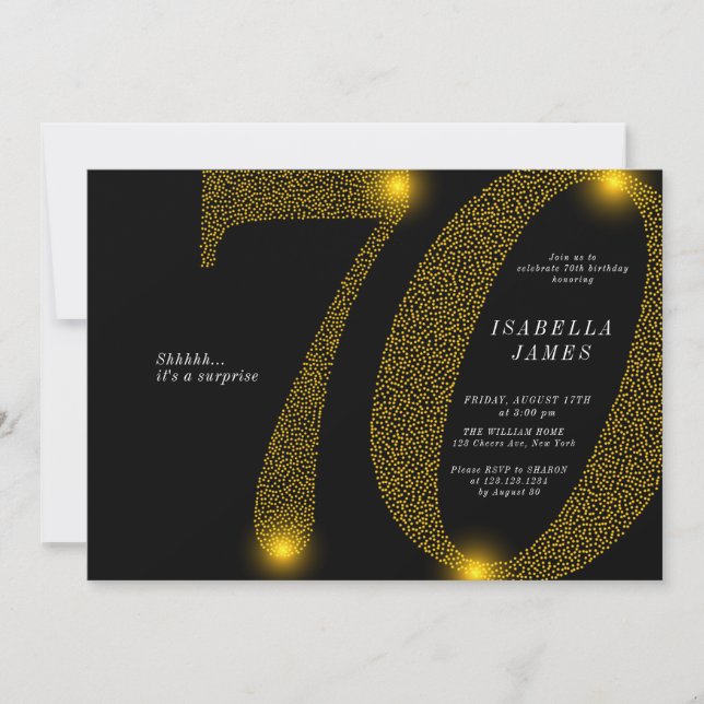 Invitation Parties scintillant d'or marine minimaliste modern (Devant)