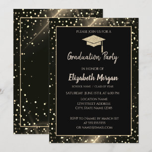 Invitation Parties scintillant d'or moderne Cap de graduation