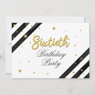 Invitation Parties scintillant d'or moderne noir blanc 60e an