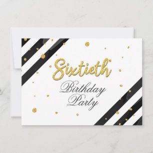 Invitation Parties scintillant d'or moderne Stripes noires 60
