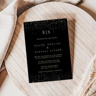 Invitation Parties scintillant d'or Monogramme Nom Mariage in