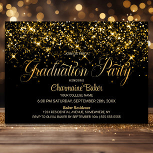 Invitation Parties scintillant d'or noir