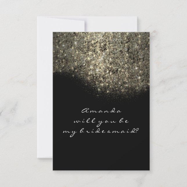 Invitation Parties scintillant d'or noir blanc Confetti Bride (Devant)