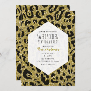 Invitation Parties scintillant d'or noir Cheetah Leopard Swee