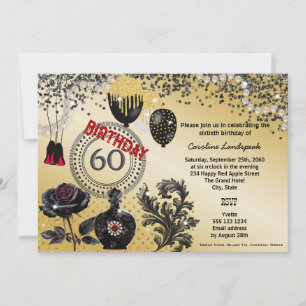 Invitation Parties scintillant d'or noir et talons hauts 60e 